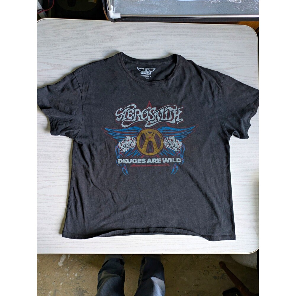 Aerosmith Deuces Are Wild Black Graphic Short Sleeve T-Shirt, Size XL